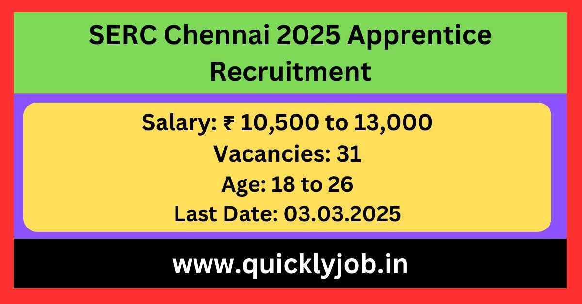 SERC Chennai Apprentice Recruitment