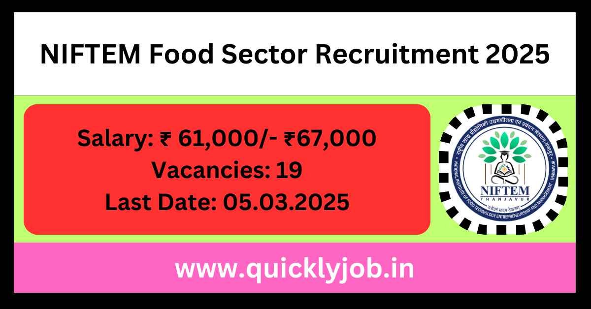 NIFTEM Food Sector Recruitment 2025