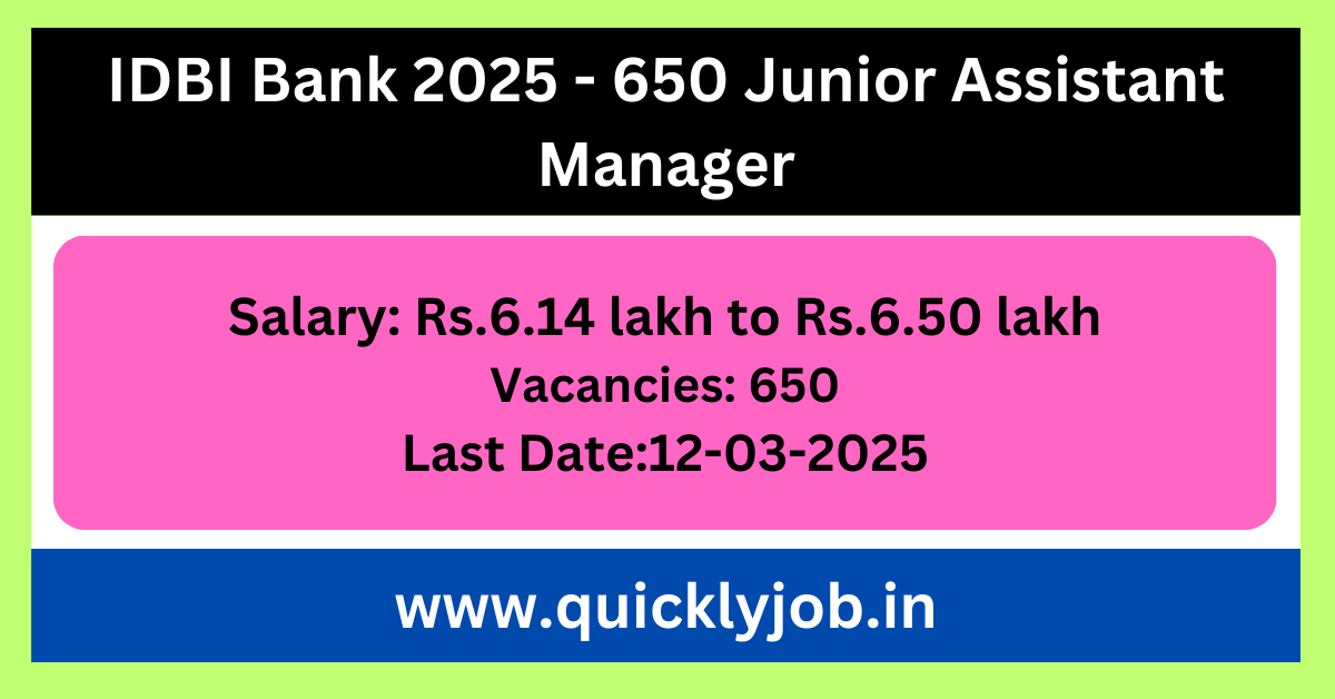 IDBI Junior Assistant Manager 2025 Recruitment