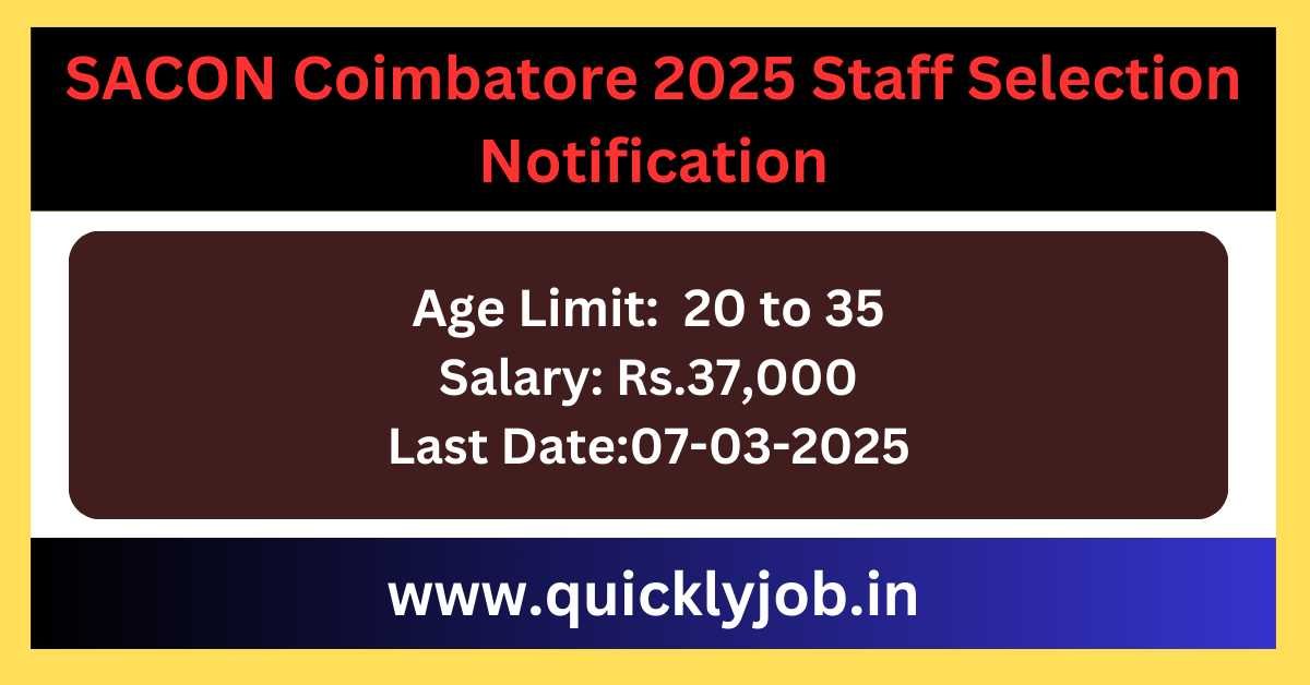 SACON Coimbatore Staff Selection