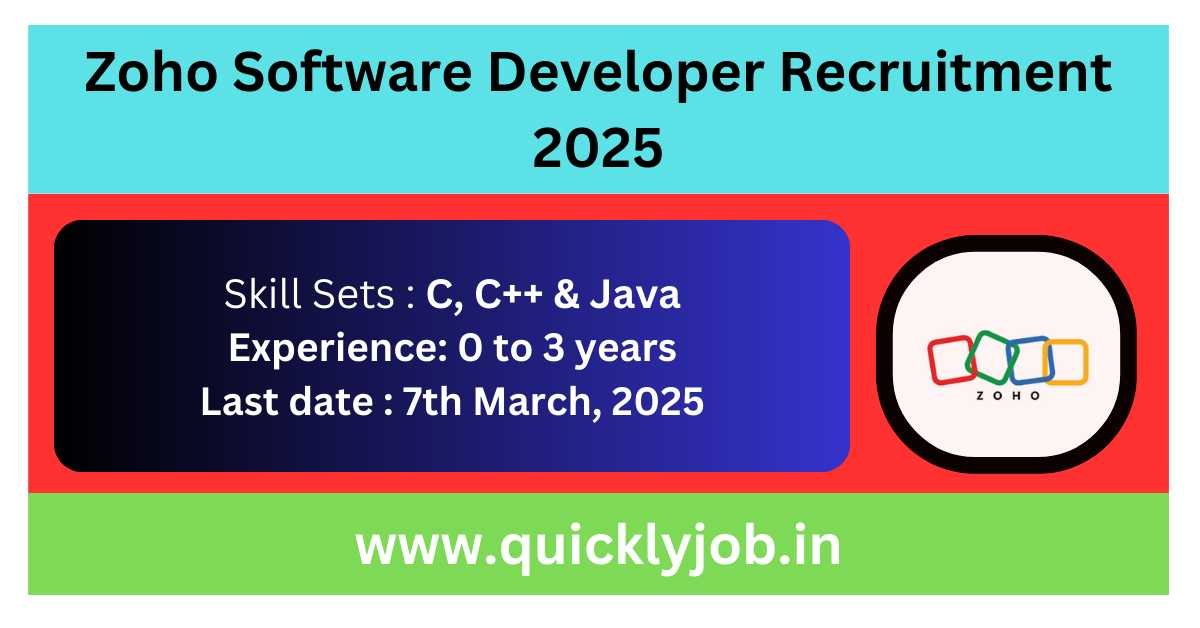 Zoho Software Developer Recruitment 2025