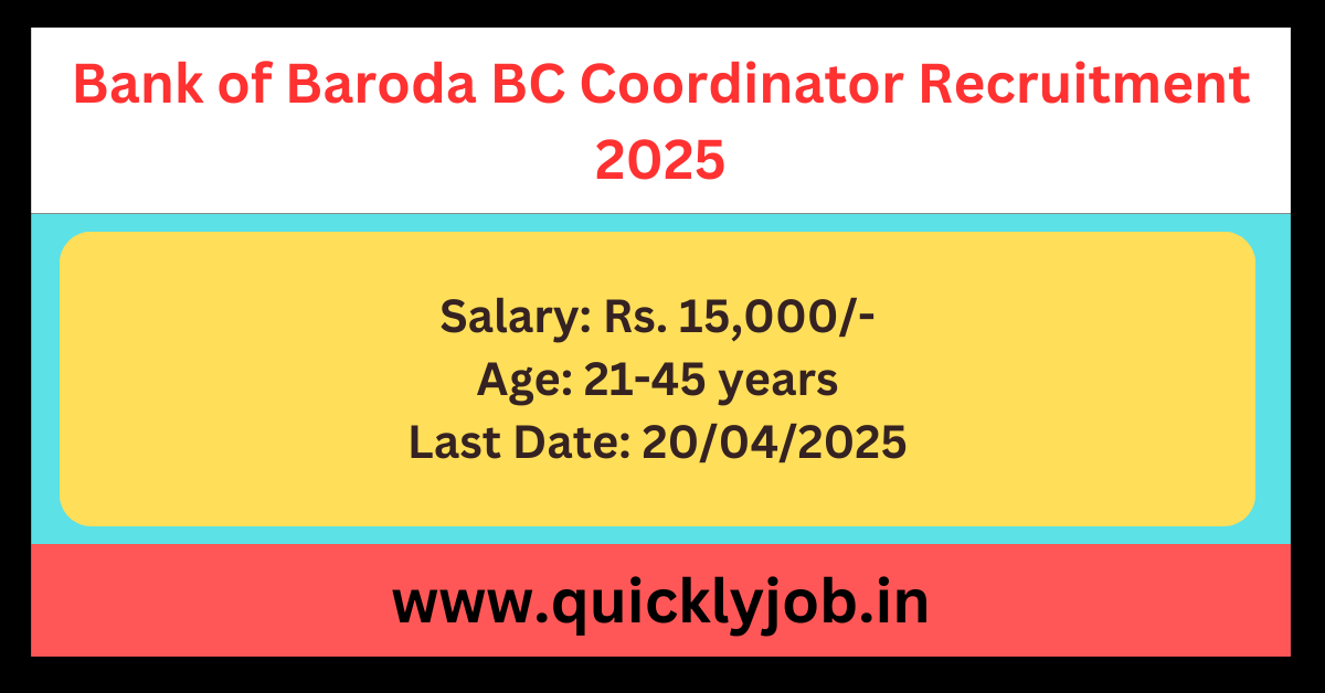 Bank of Baroda BC Coordinator Recruitment 2025