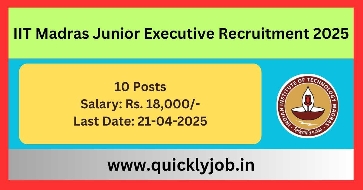IIT Madras Jobs 2025: Apply online for 10 Junior Executive